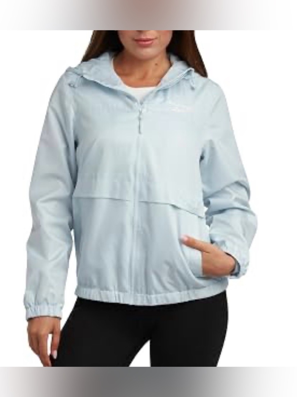 Reebok Women's Light Blue Hooded Windbreaker Jacket